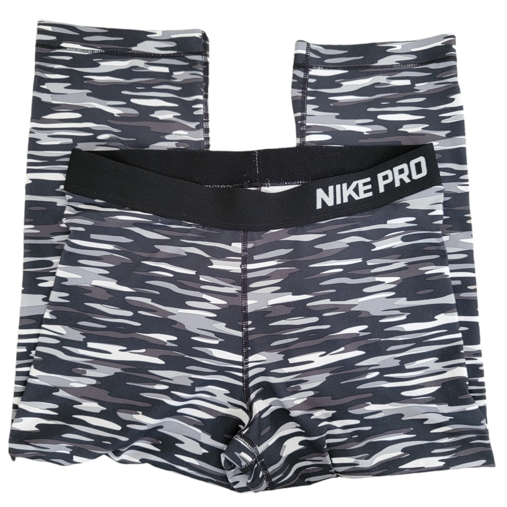 Nike Pro Women's Haze Dri-Fit Training Capri Legging Camo Black Grey Gym… - Picture 7 of 17